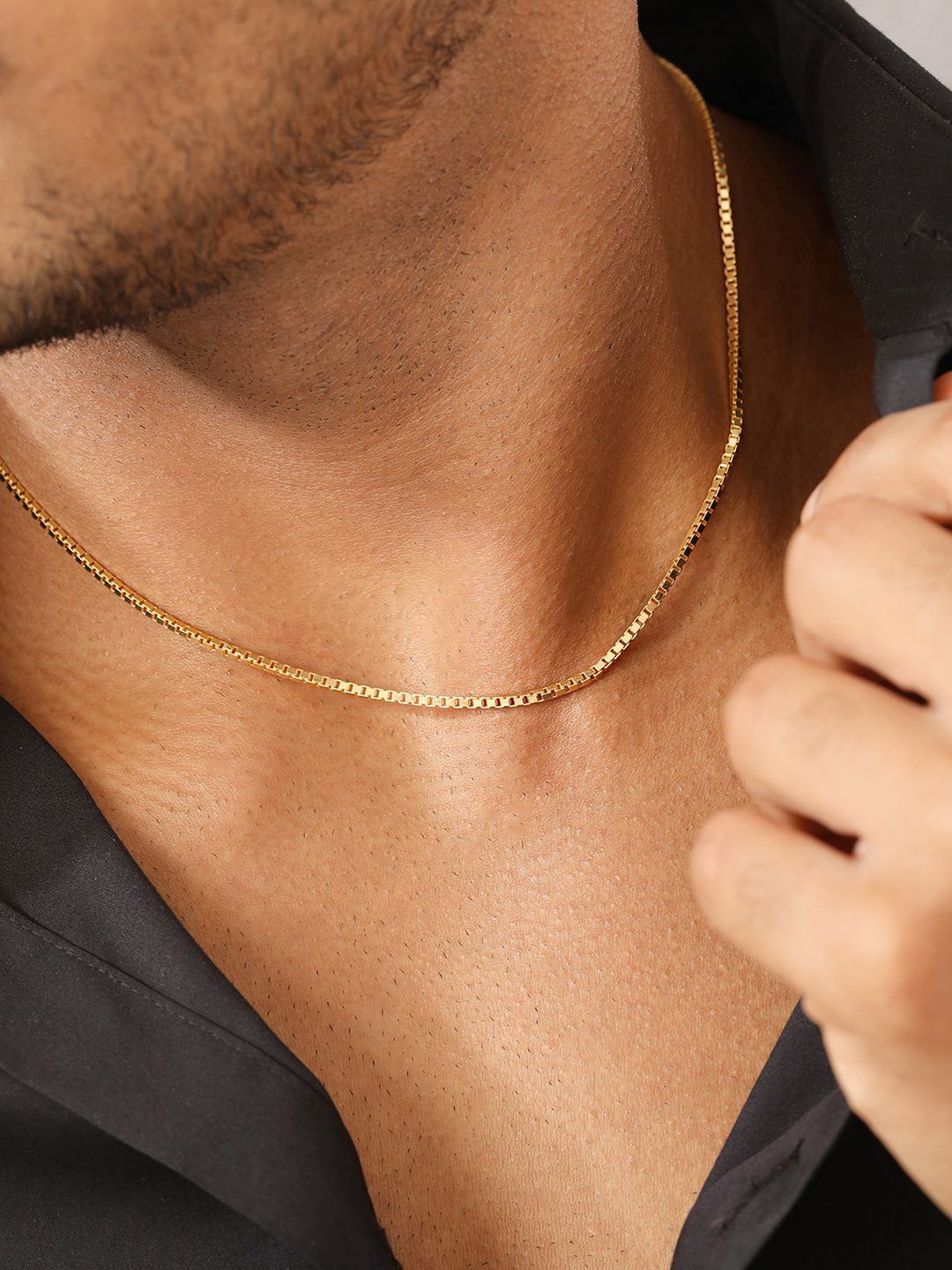 

Zavya Men 925 Sterling Silver Gold-Plated Minimal Box Chain