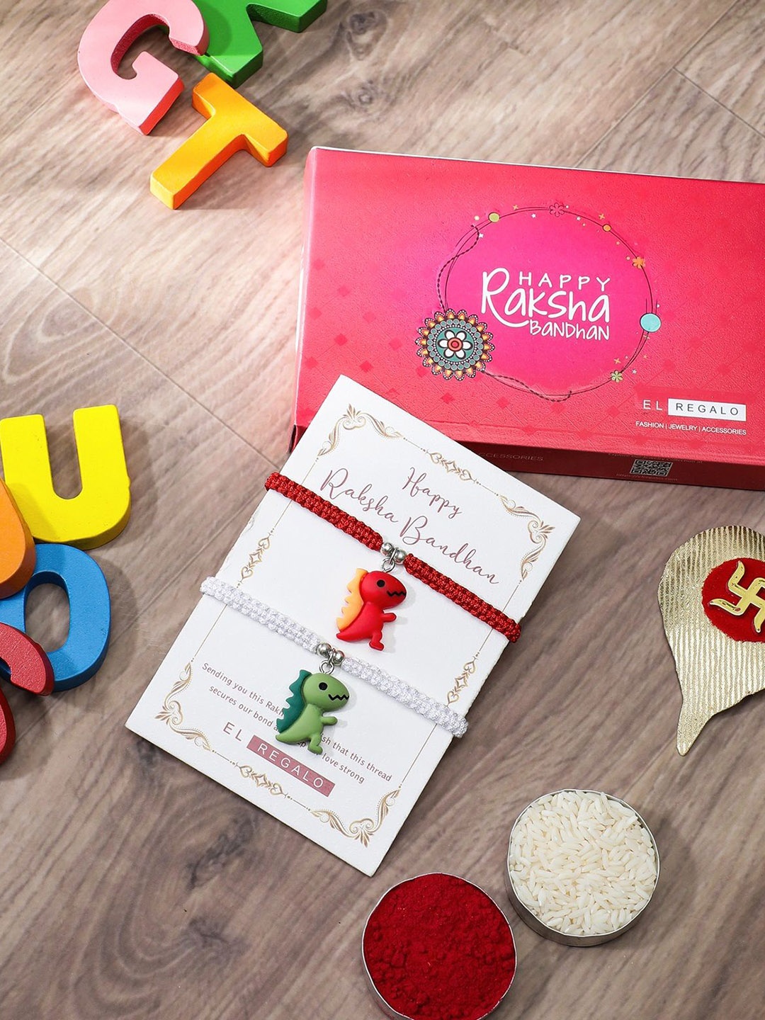 

EL REGALO Set Of 2 Thread Rakhi, White