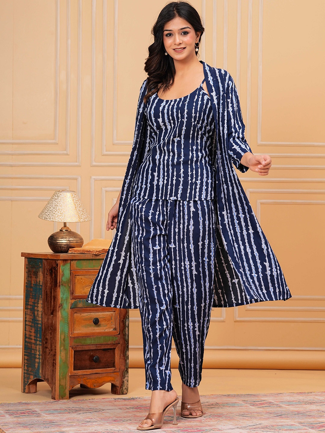 

SIDDHANAM Women Tie and Dye Night suit, Navy blue