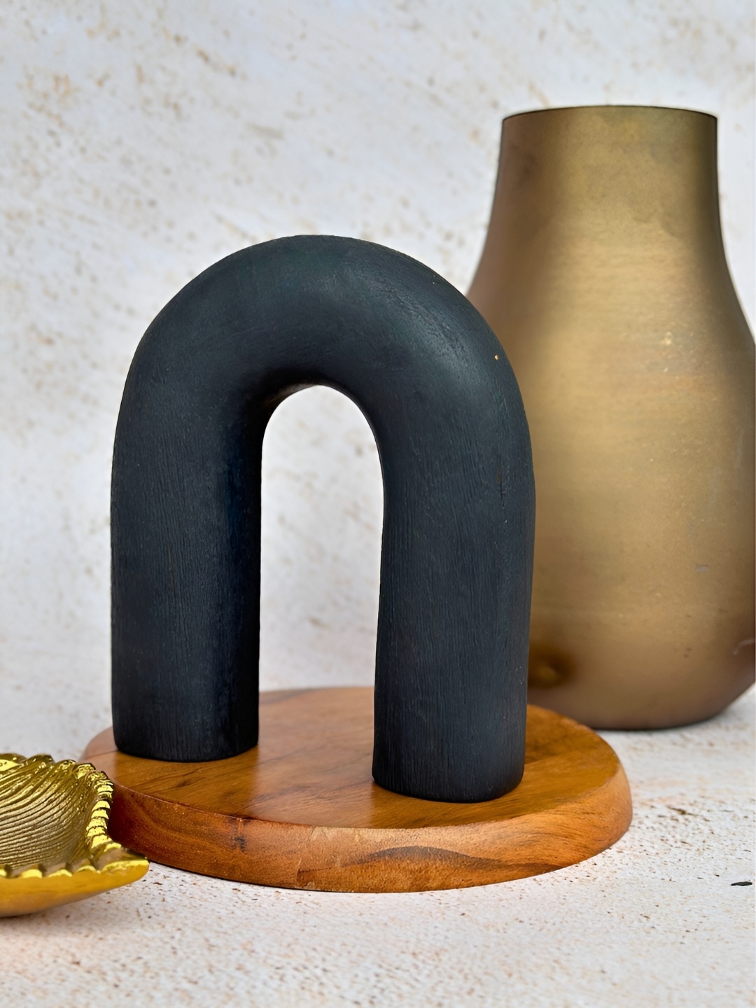 

NURTURE INDIA Black U Shape Wooden Curio Showpiece