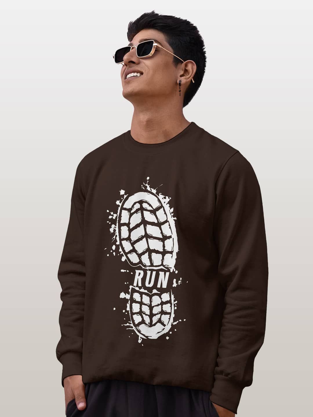 

macmerise Men Printed Sweatshirt, Brown