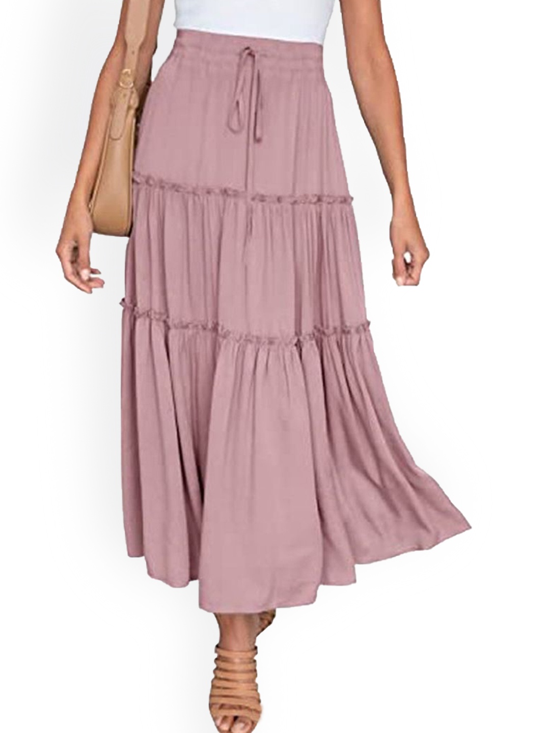 

StyleCast Tiered Flared Maxi Skirt, Pink