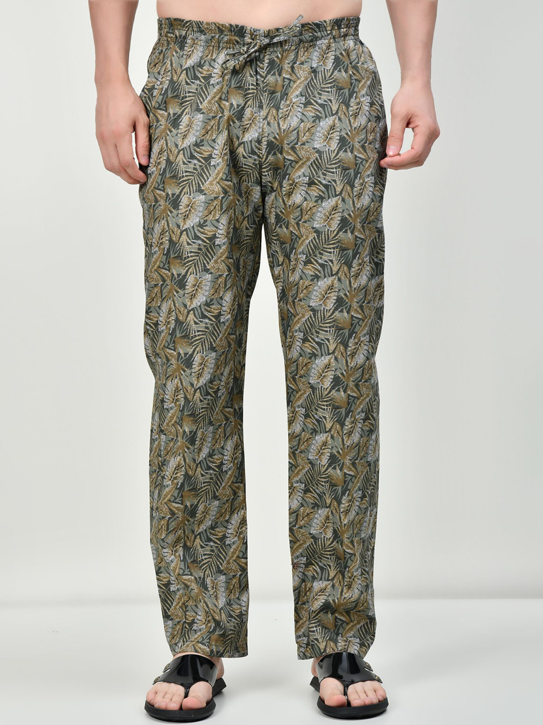 

BAESD Men Printed Pure Cotton Lounge Pants, Green