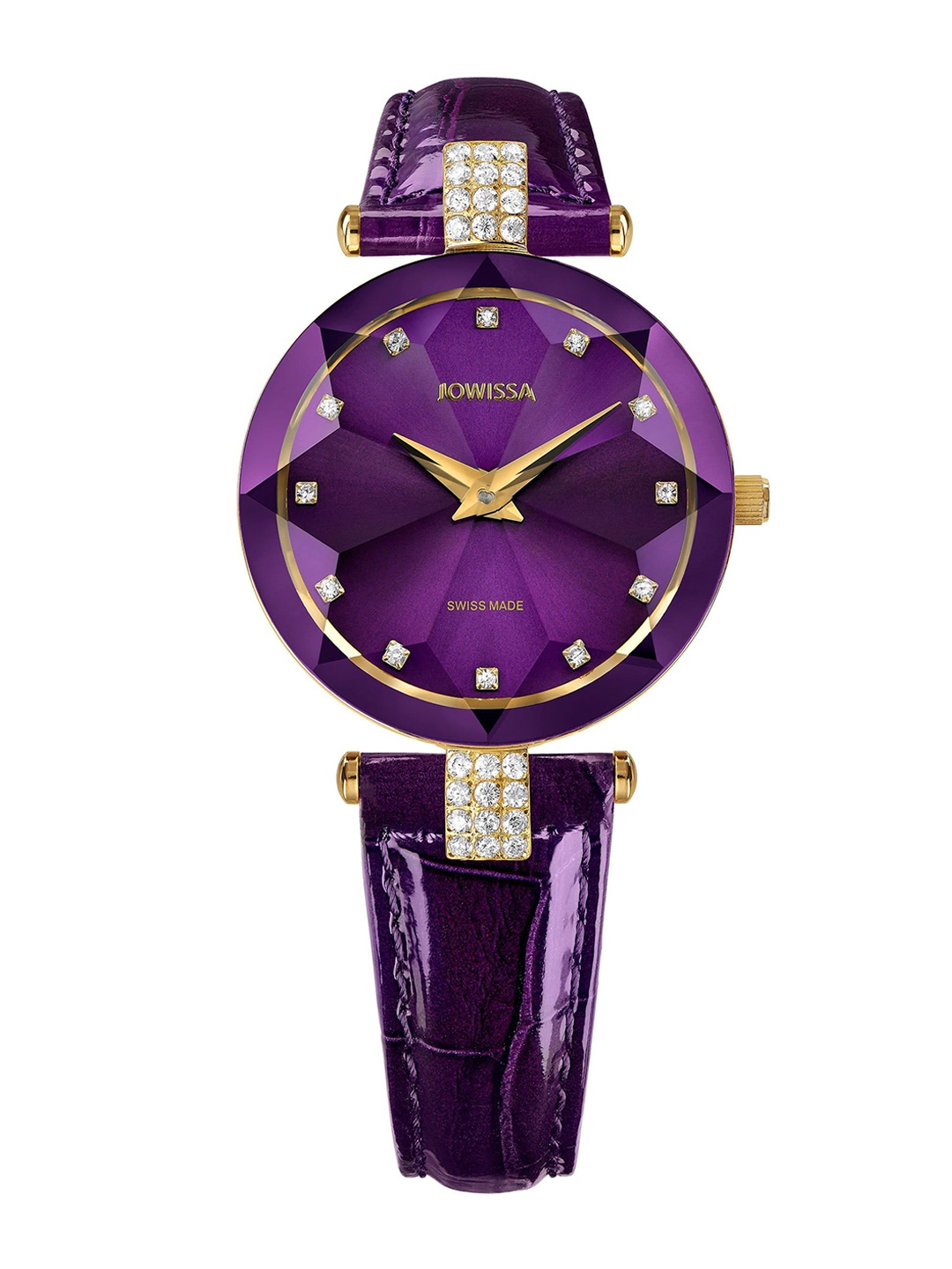 

JOWISSA Women Swiss Made Facet Strass Quartz Dial Analog Watch J5.616.M, Purple