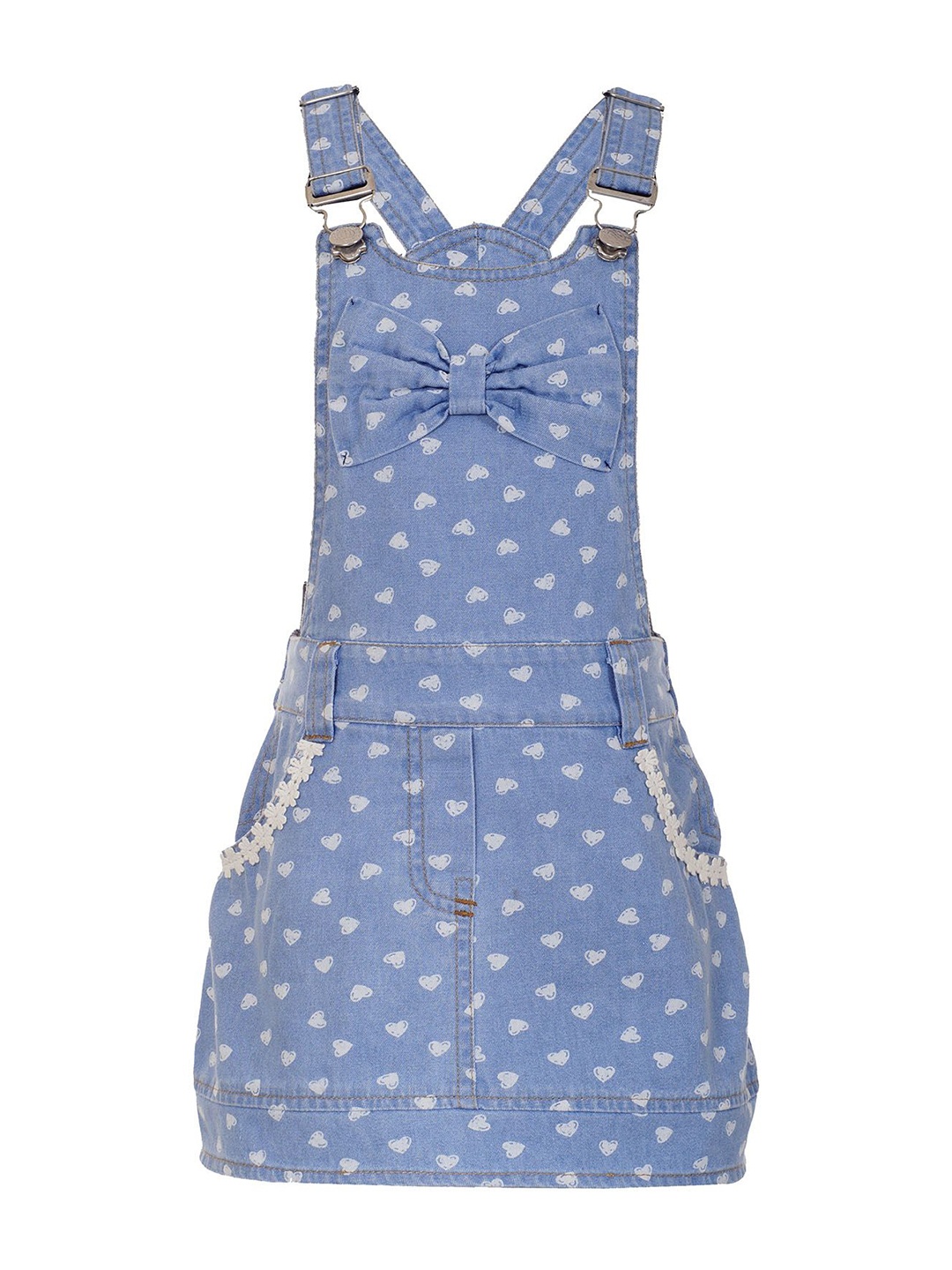 

Naughty Ninos Girls Printed Denim Pinafore Dress, Blue