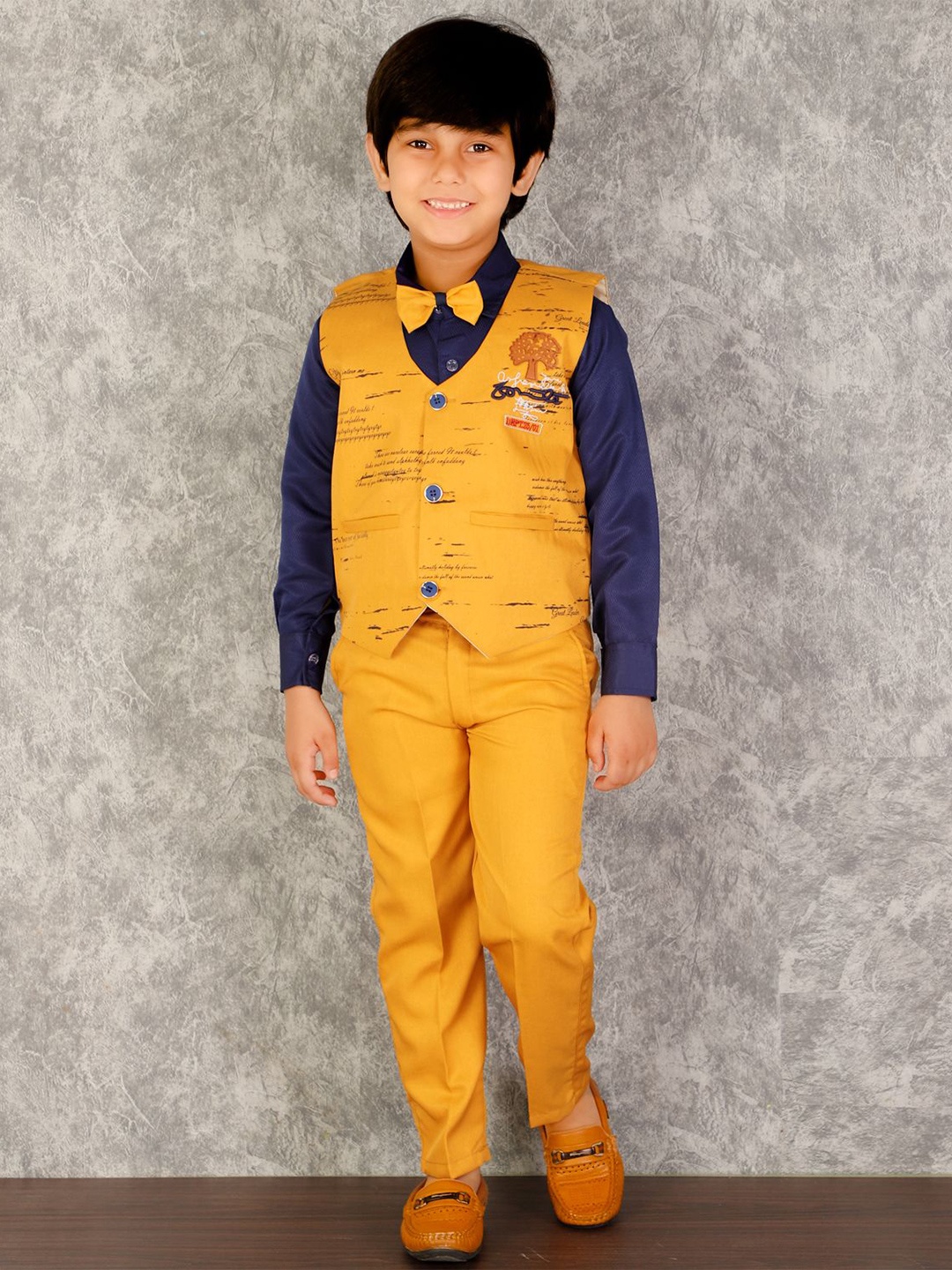 

BAESD Boys Long Sleeves Shirt With Trousers, Mustard