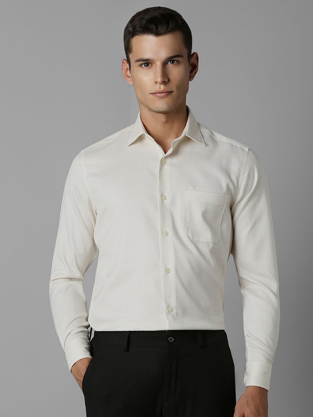 

Louis Philippe Men Opaque Formal Shirt, Cream