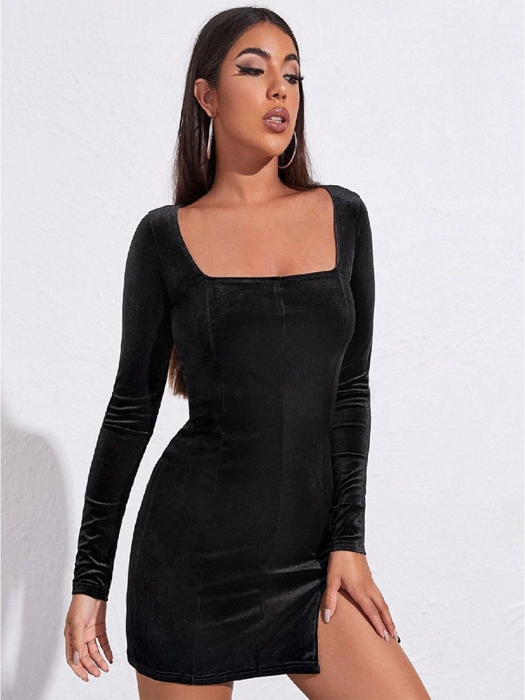 

StyleCast Women Square Neck Bodycon Mini Dress, Black