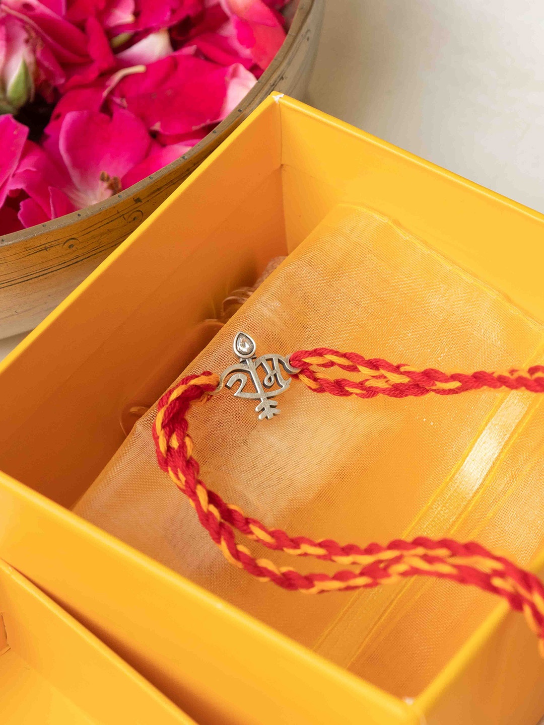 

Shyle 925 Sterling Silver Shri Ram Dhanush Baan Moli Thread Rakhi