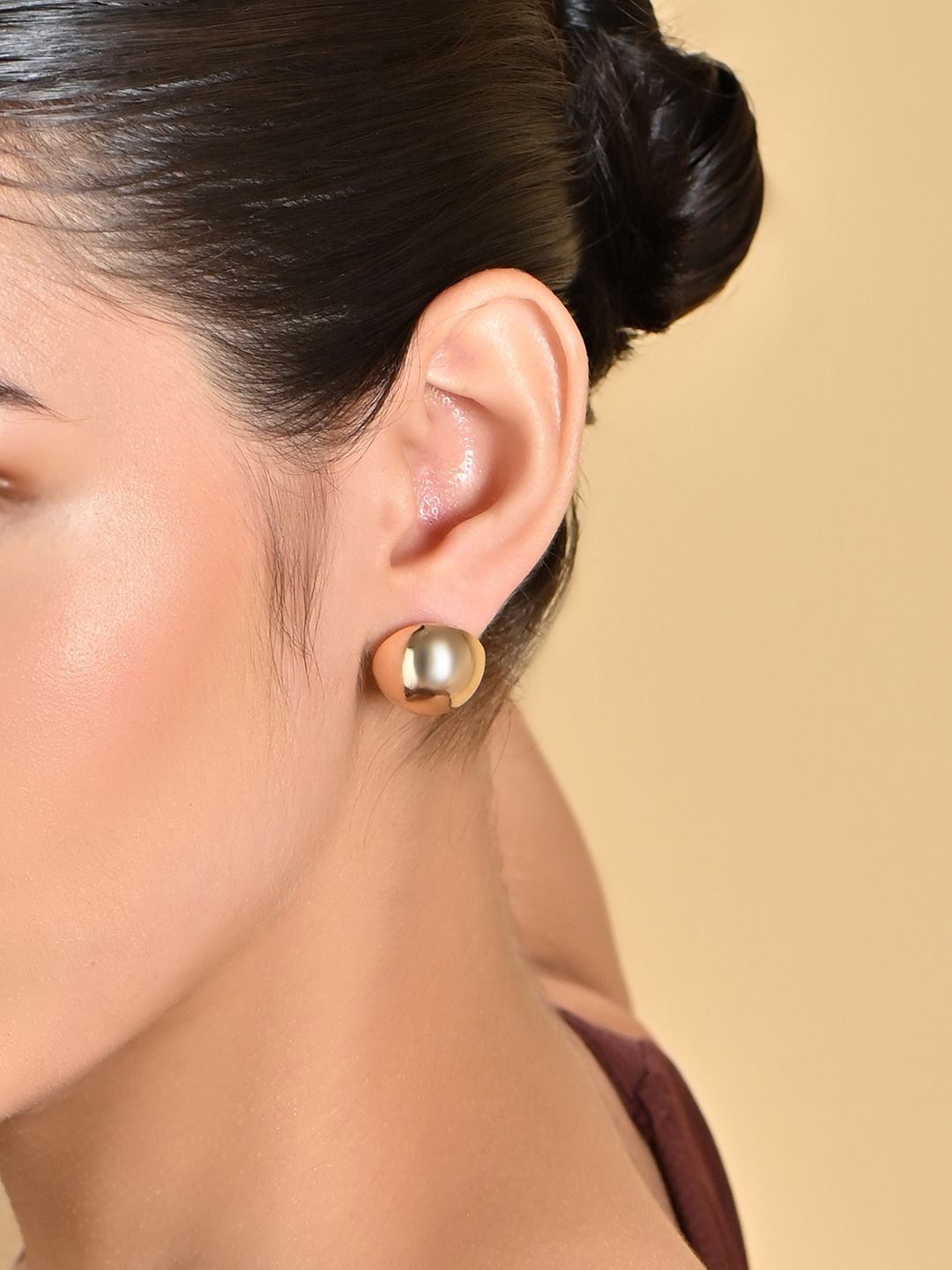 

ToniQ Gold-Plated Contemporary Studs Earrings