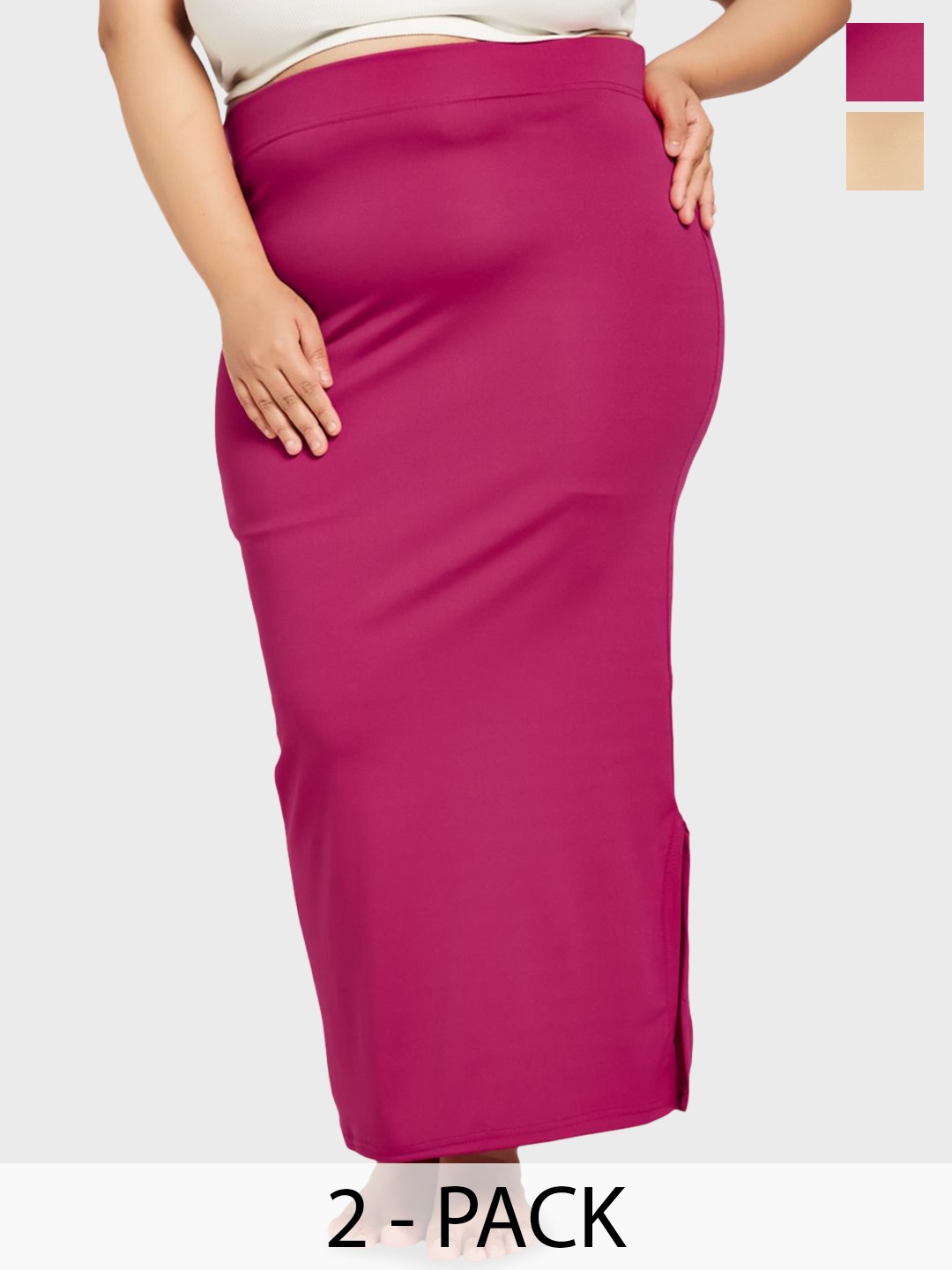 

Curves By ZeroKaata Plus Size Pack Of 2 Assorted Saree Shapewear, Fuchsia