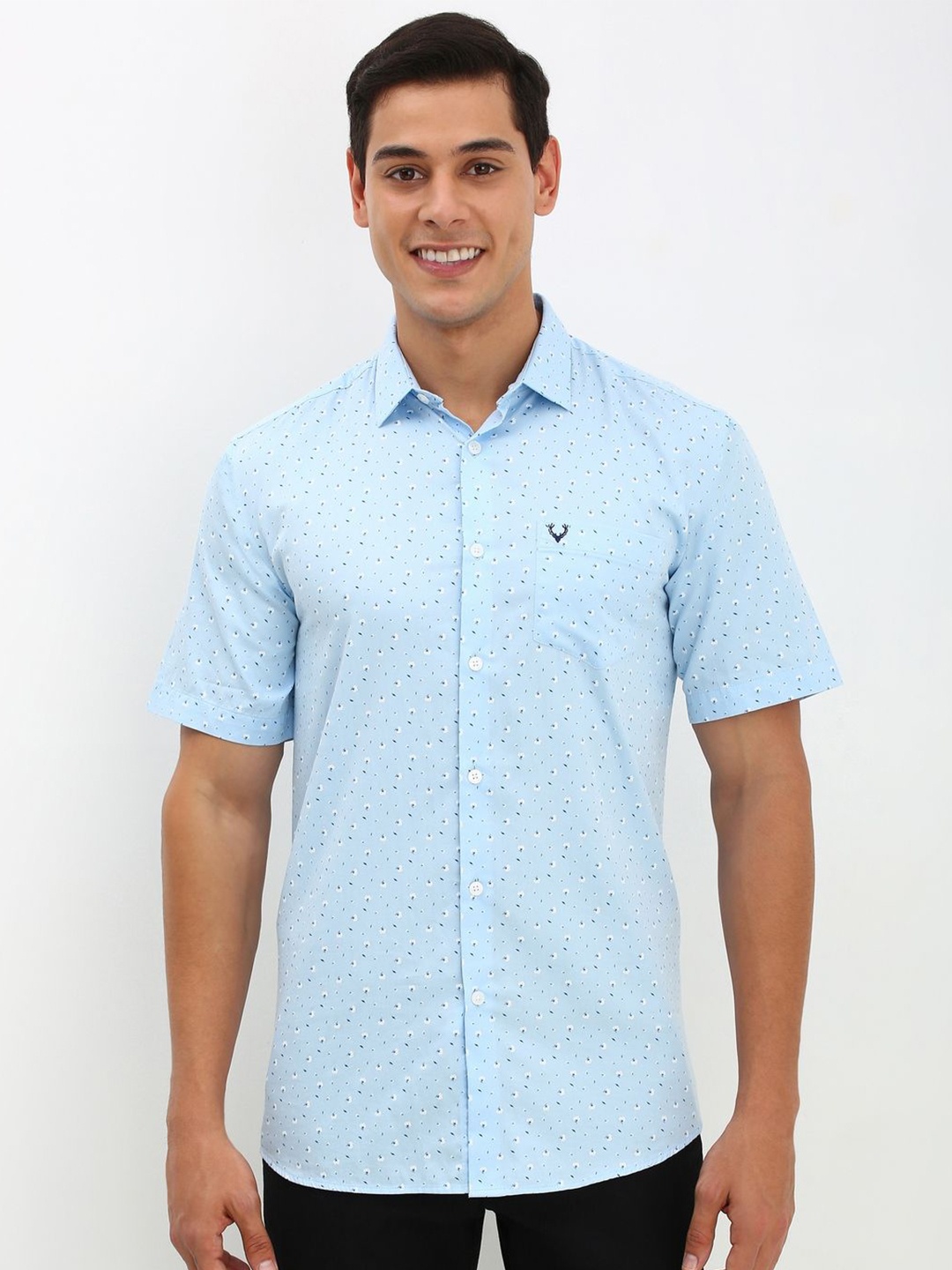 

Allen Solly Men Slim Fit Opaque Printed Casual Shirt, Blue