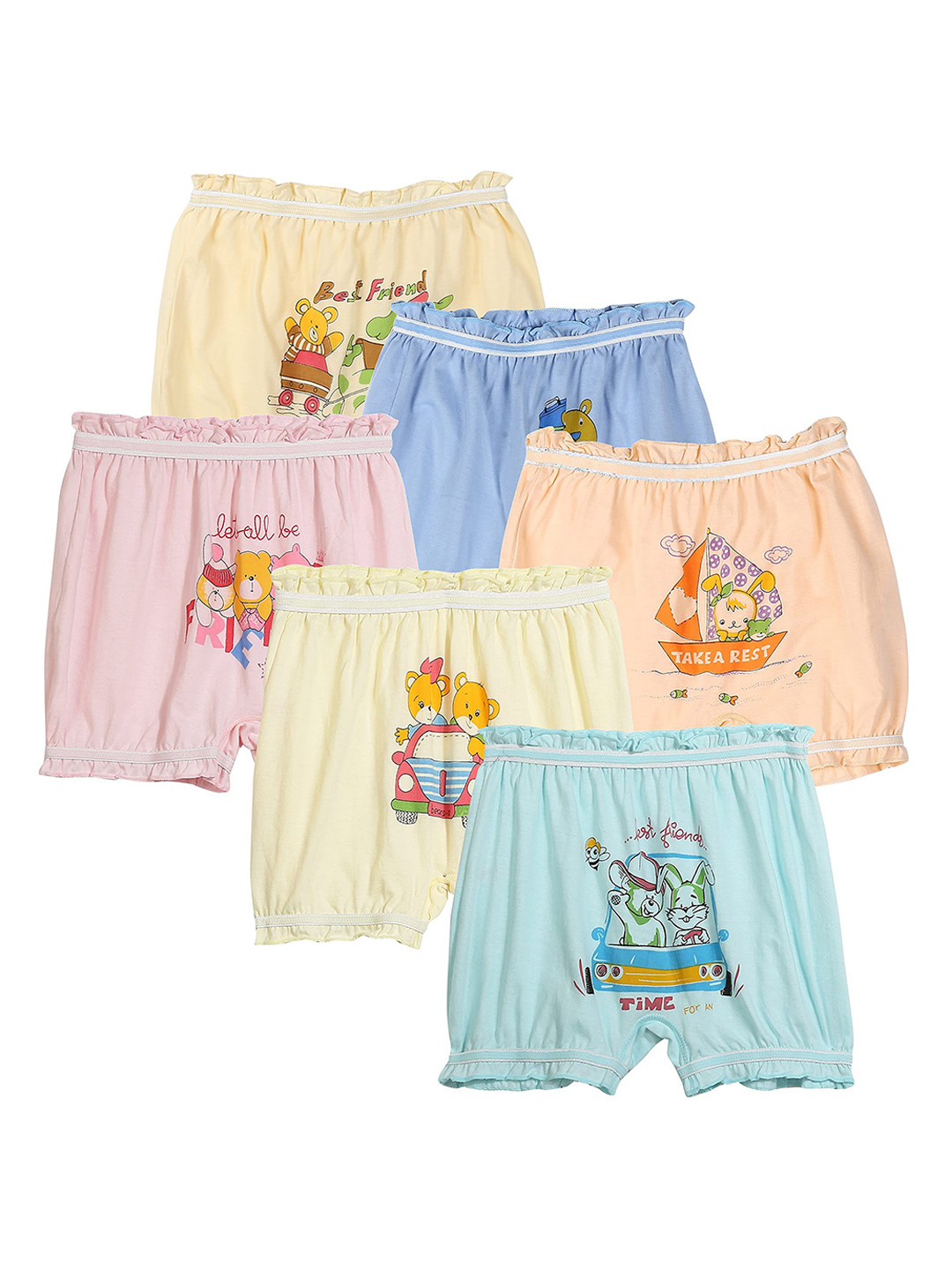 

Dowin Unisex Pack Of 6 Printed Cotton Briefs DOWIN_013_6H_DONALD_BLOOMER_65, Pink