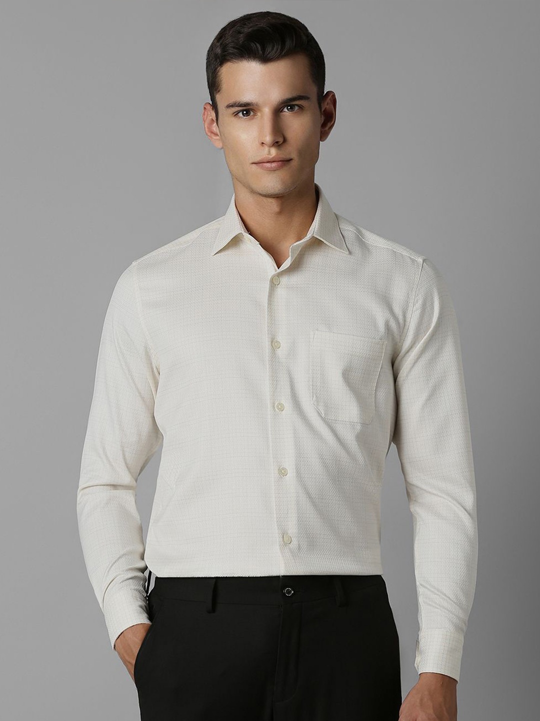 

Louis Philippe Men Opaque Formal Shirt, Cream