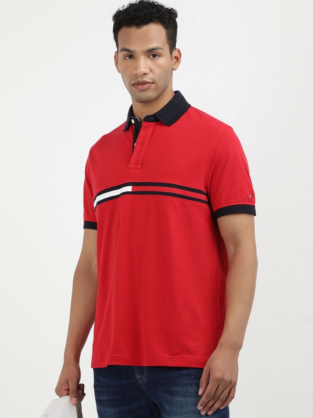 

Tommy Hilfiger Men Brand Logo Polo Collar Cotton T-shirt, Red