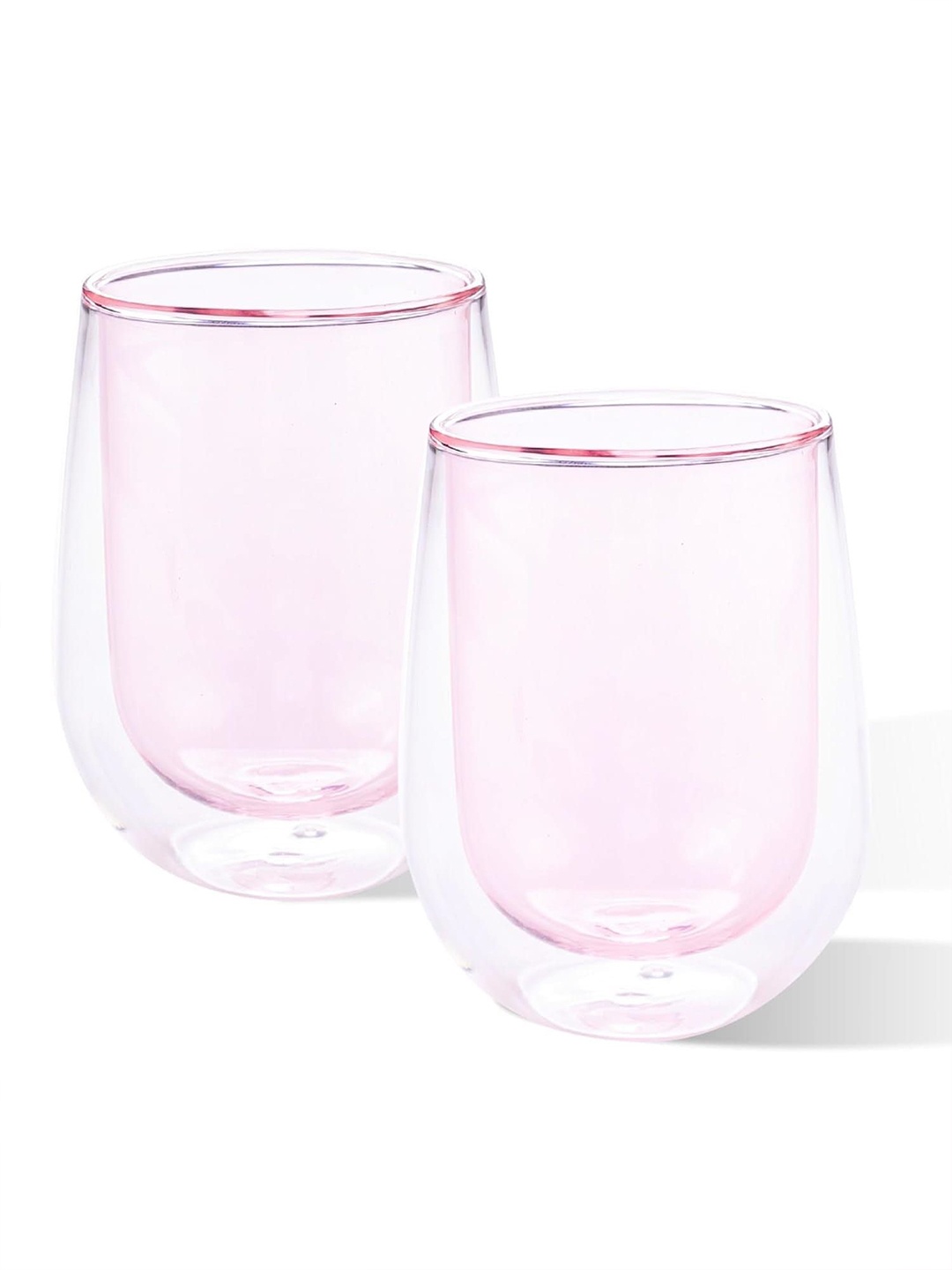 

Kuber Industries Pink 2 Pcs Borosilicate Microwave Safe Water Glass 190 ml