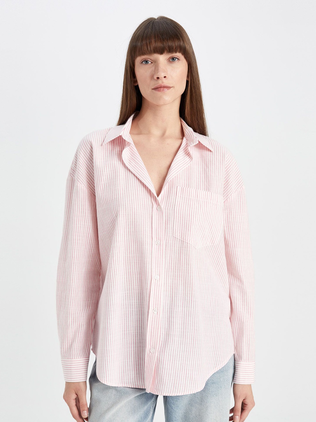 

DeFacto Women Opaque Striped Casual Shirt, Na