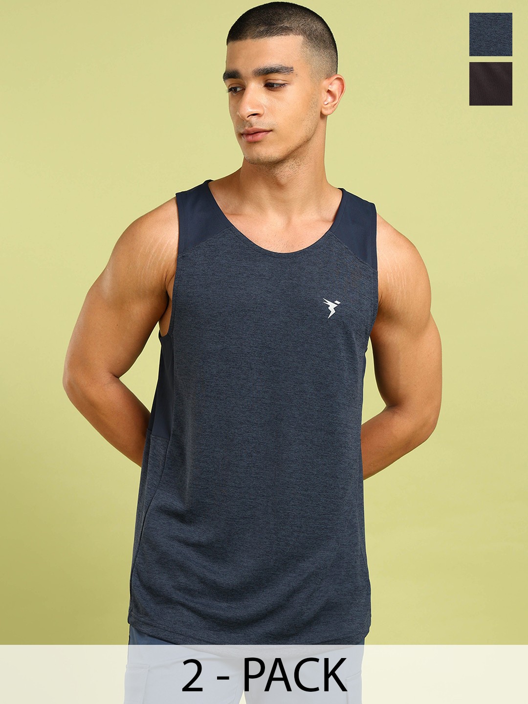 

Technosport Pack Of 2 Slim Fit Gym Vests, Coffee brown