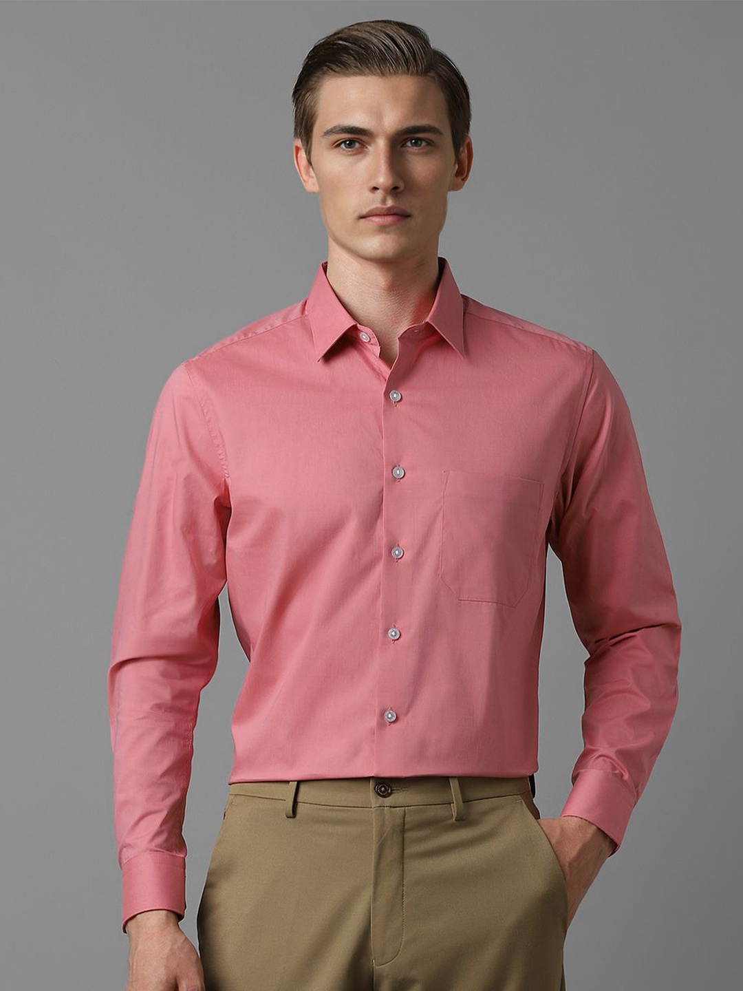 

Louis Philippe Men Slim Fit Opaque Formal Shirt, Pink