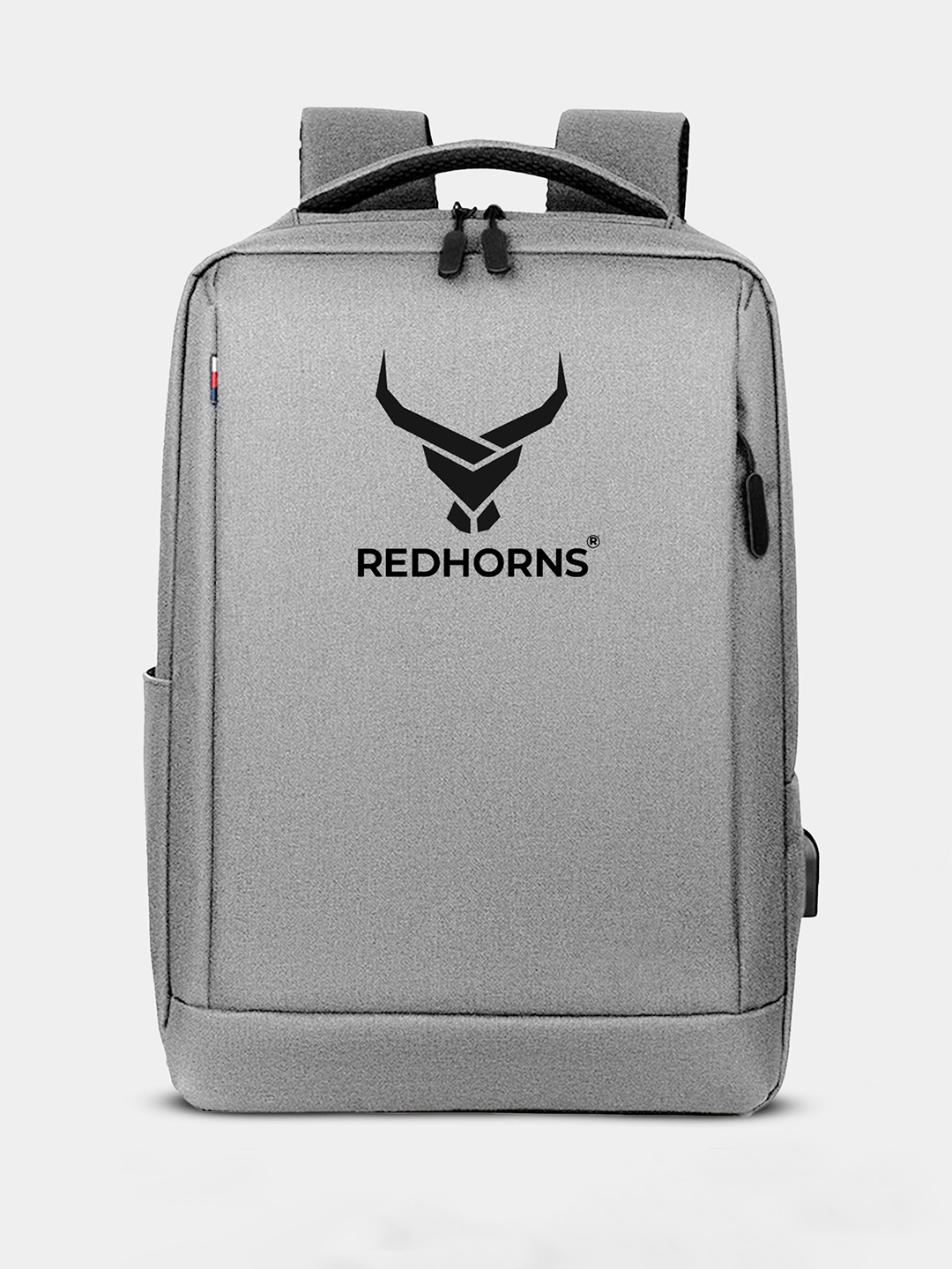 

REDHORNS Unisex Backpack with USB Charging Port, Grey