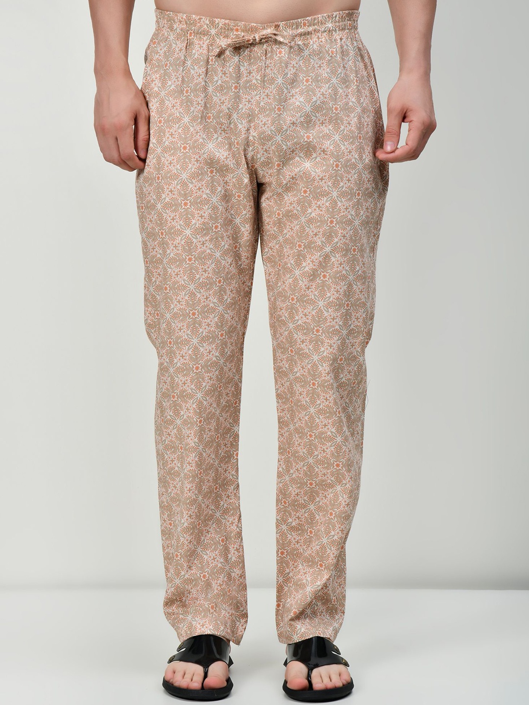 

BAESD Printed Pure Cotton Lounge Pants, Beige