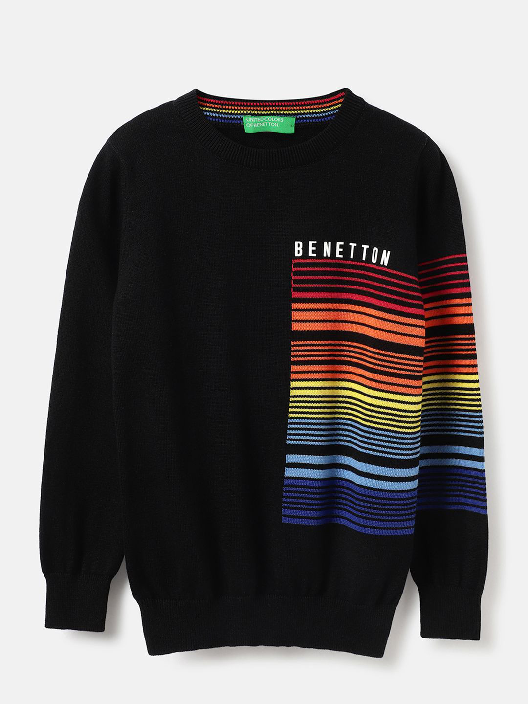 

United Colors of Benetton Boys Striped Pullover, Black