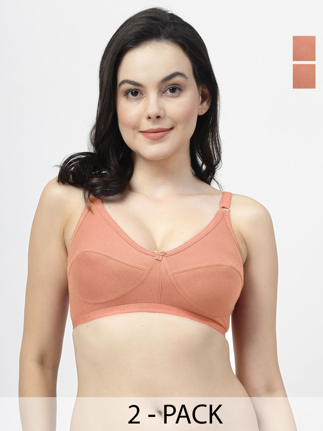 

SHYAM SONS FLAIR Pack of 2 Non Padded Full Coverage Everyday Bra, Beige