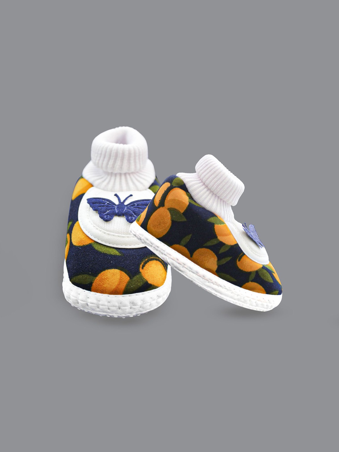 

Born Babies Unisex Kids Butterfly Frill Cotton Booties, Navy blue