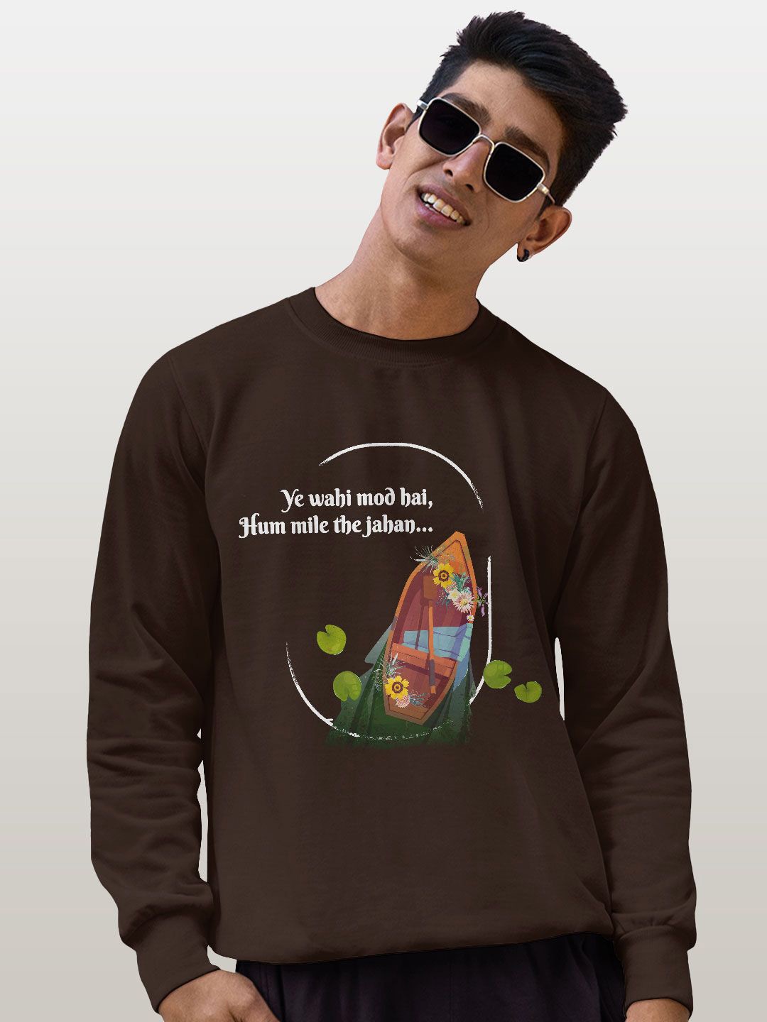 

macmerise Men Printed Sweatshirt, Brown