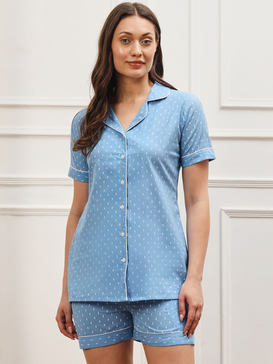 

Meeranshi Women Abstract Printed Night suit, Blue