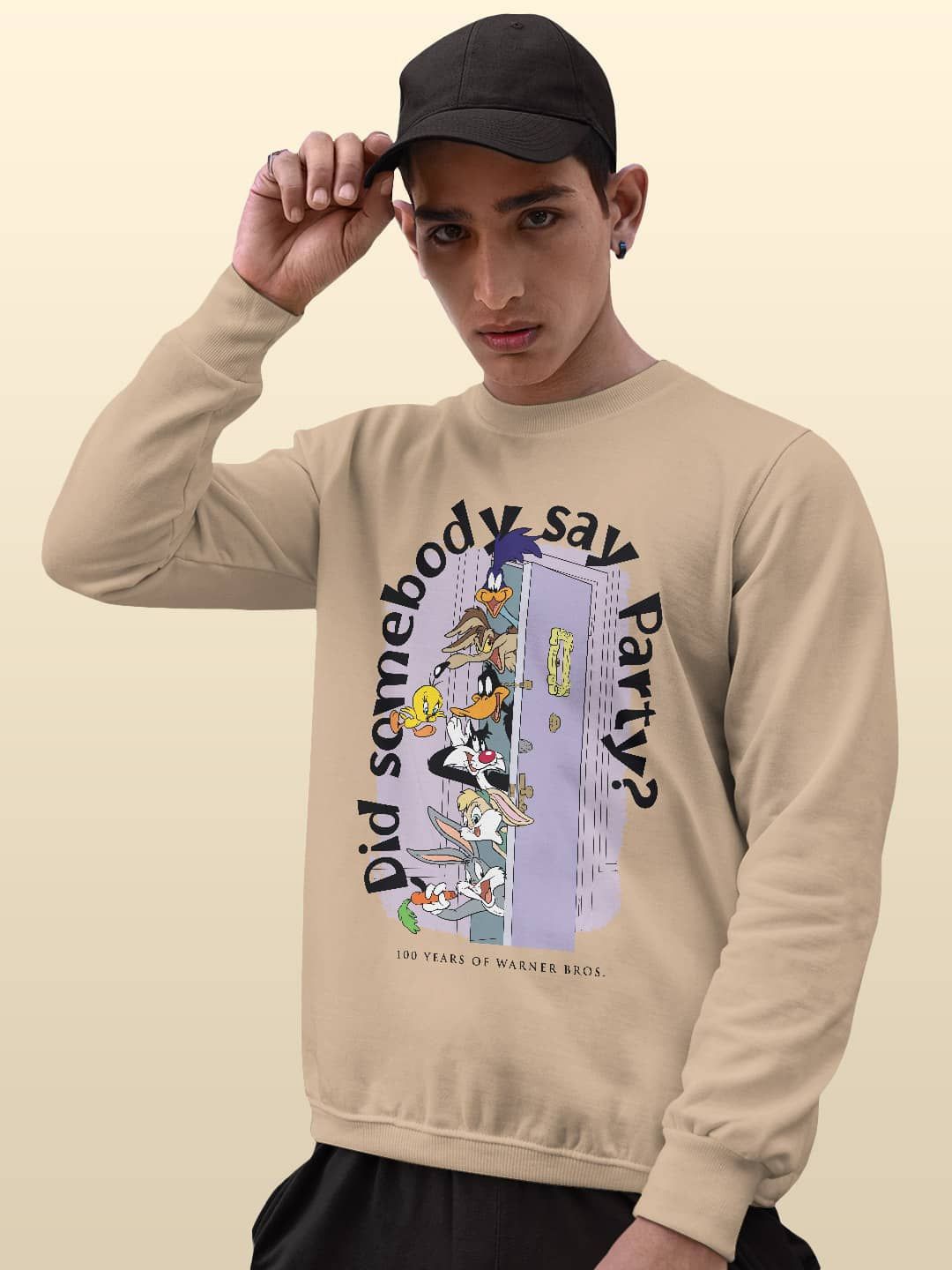 

macmerise Men Printed Sweatshirt, Beige