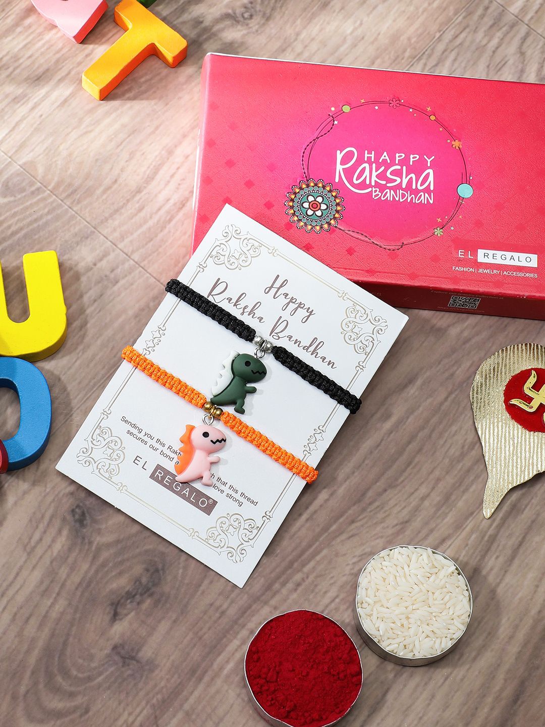 

EL REGALO Kids Set Of 2 Thread Rakhi, Black