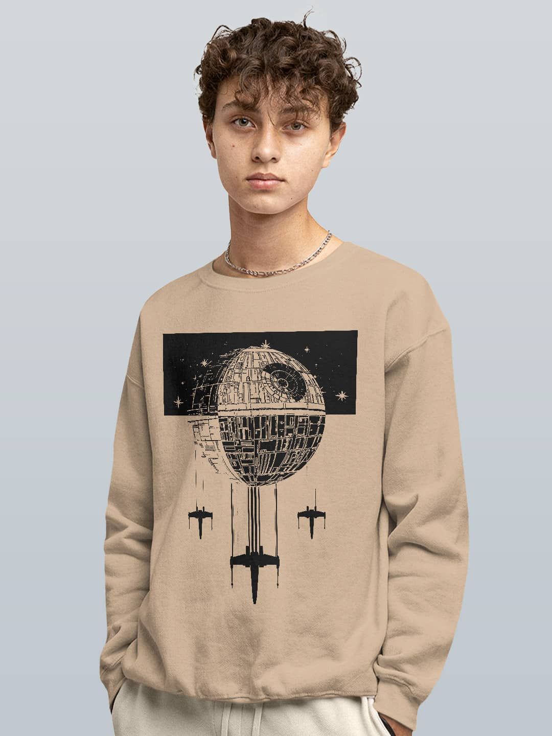 

macmerise Men Printed Sweatshirt, Beige