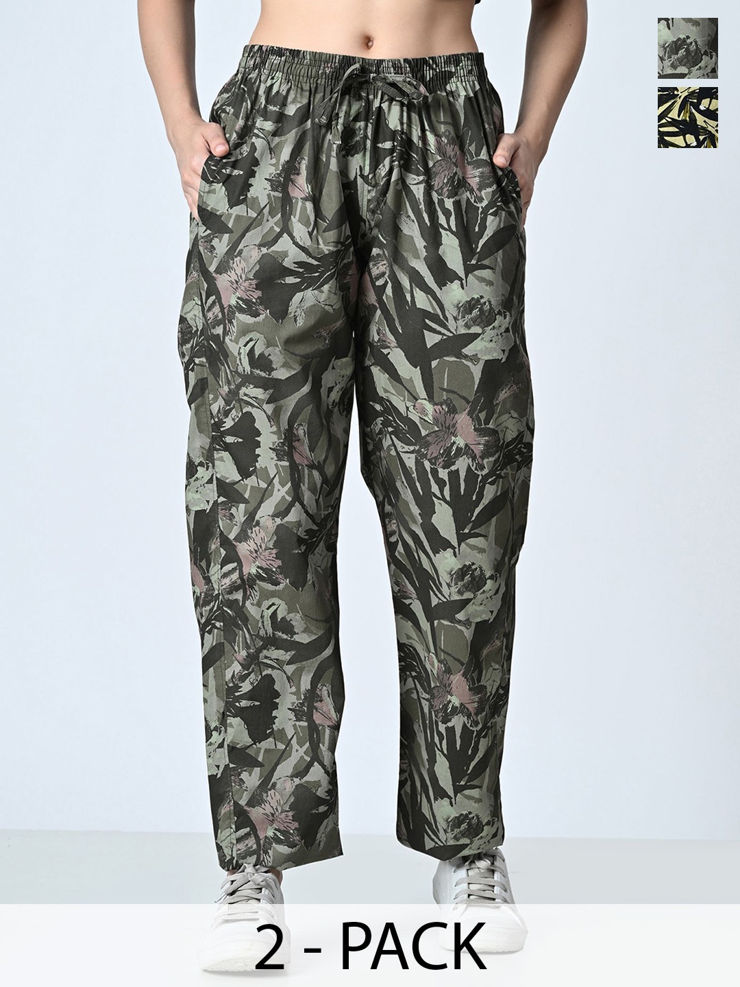 

BAESD Pack Of 2 Printed Pure Cotton Regular Fit Trousers, Grey