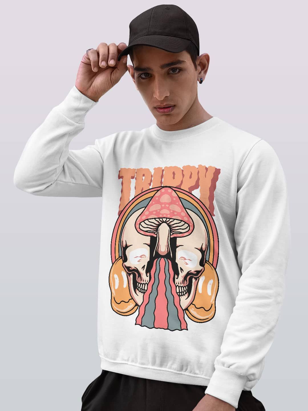 

macmerise Men Printed Sweatshirt, White