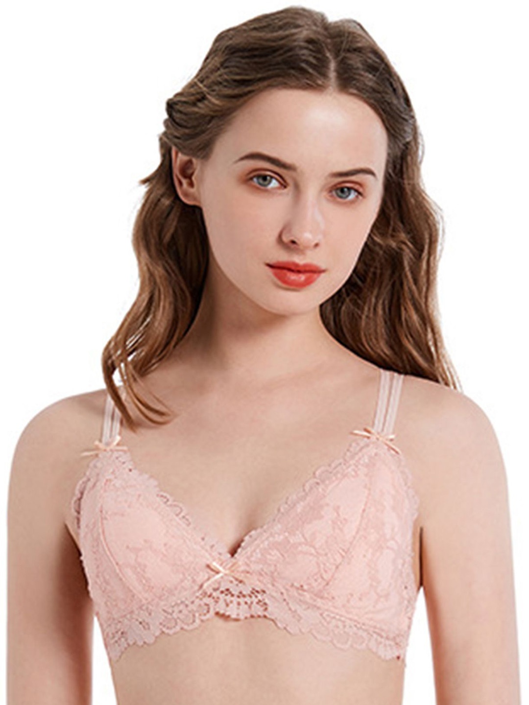 

LULU & SKY Lace Medium Coverage Lightly Padded Bra, Pink