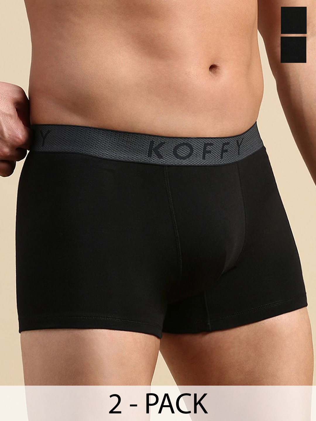 

KOFFY Pack of 2 Men Breathability-KOFFY_KI46_BLK_BLK_2PC, Black