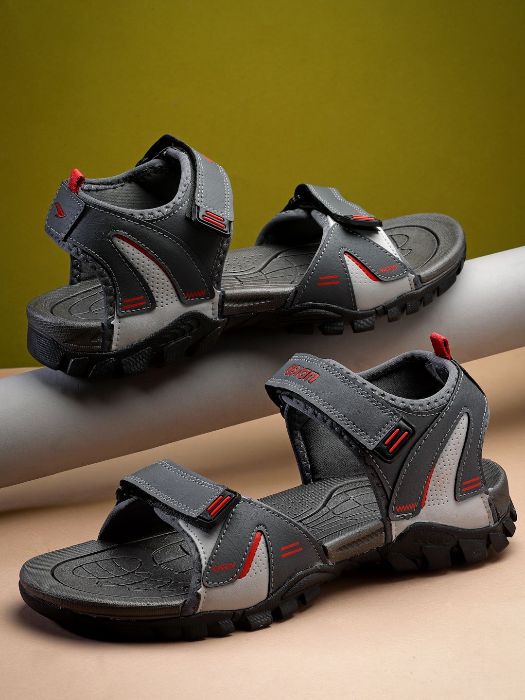 

ASIAN Men Velcro Sports Sandals, Grey