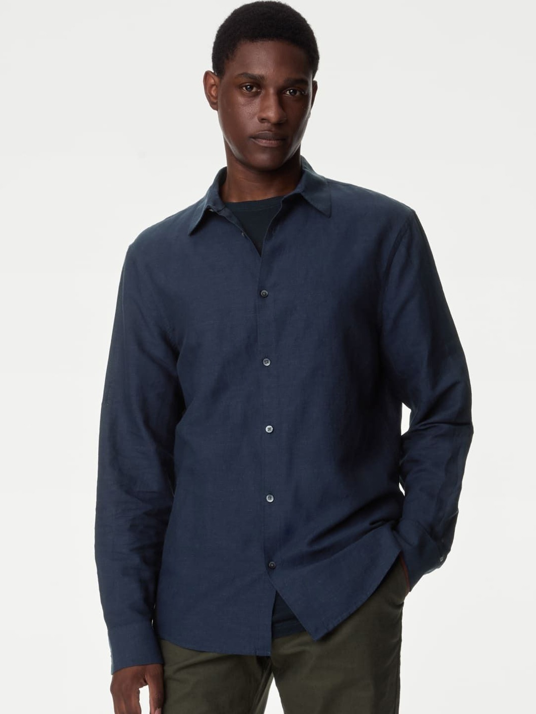 

Marks & Spencer Men Opaque Casual Shirt, Navy blue