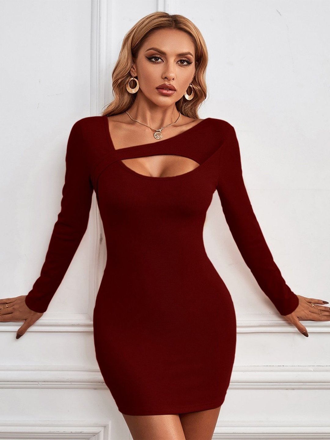 

StyleCast Georgette Bodycon Mini Dress, Burgundy