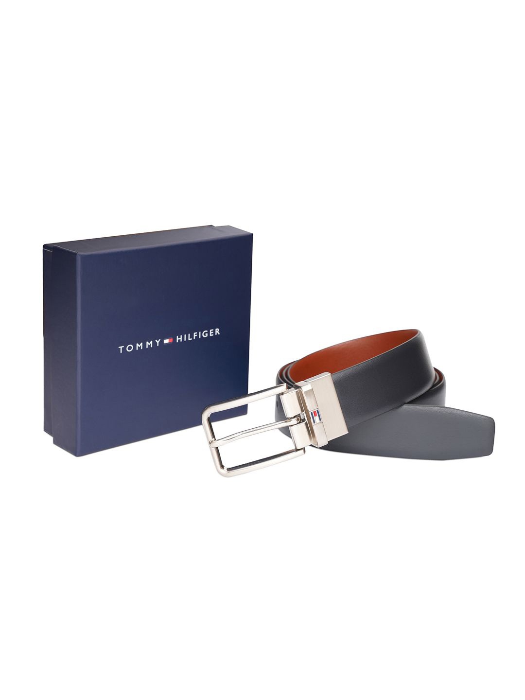 

Tommy Hilfiger Men Textured Leather Reversible Belt, Navy blue