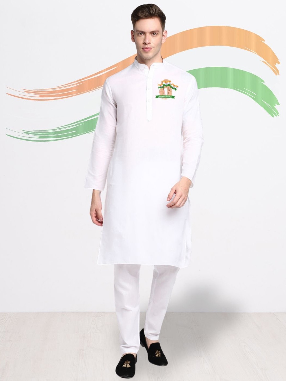 

DEVOILER Men Thread Work White Romance Pathani Kurta