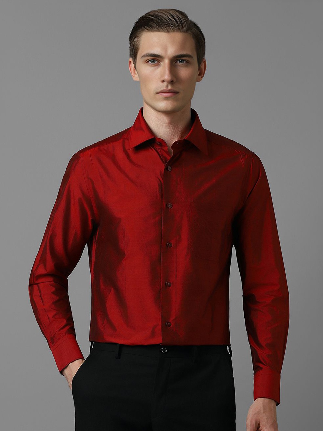 

Louis Philippe Men Opaque Formal Shirt, Red