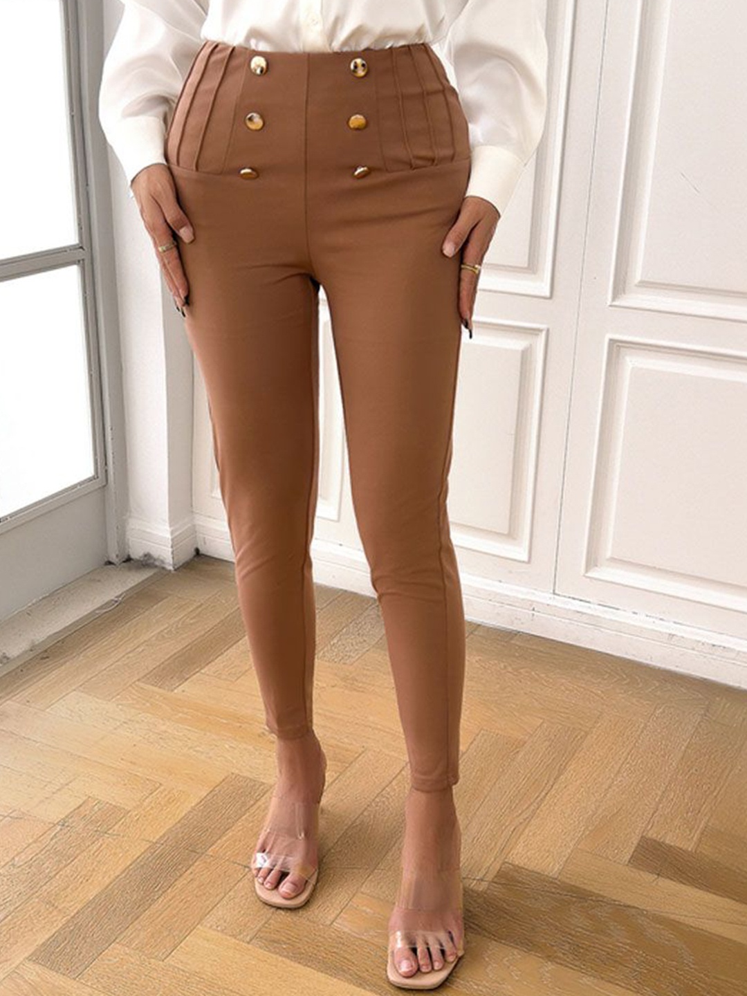 

StyleCast Women Skinny Fit High-Rise Trousers, Black