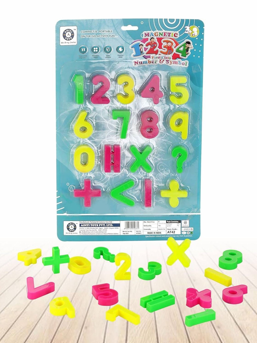 

Aditi Toys Kids BPA Free Magnetic Numbers with Symbols - Fun & Learn Educational Toy, Green