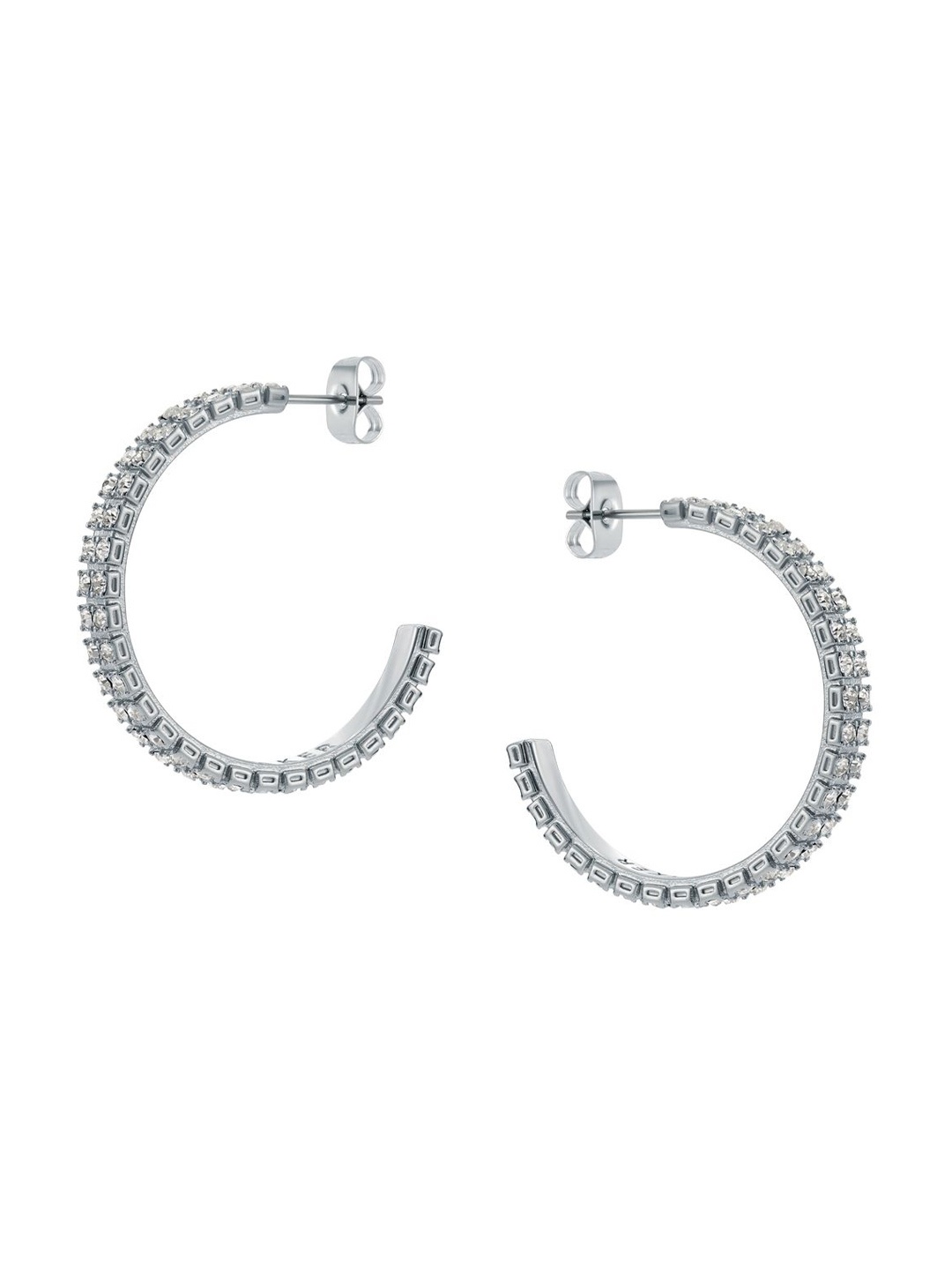 

Ted Baker Mellia Medium Double Silver-Plated Crystals Half Hoop Earrings