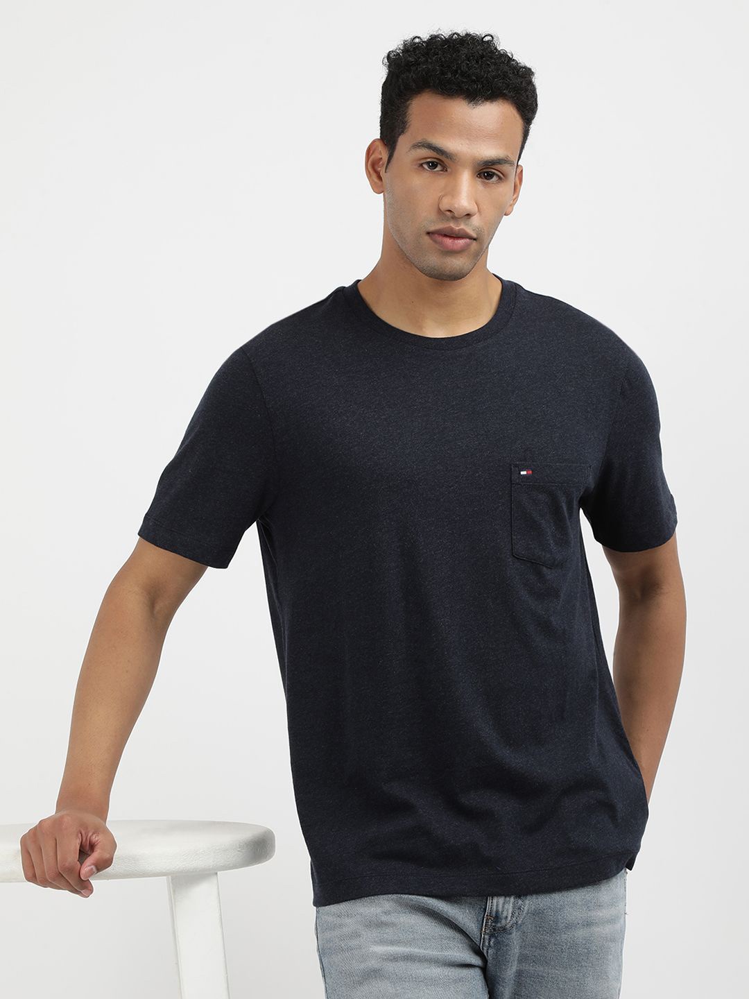 

Tommy Hilfiger Men Solid Round Neck Cotton T-shirt, Navy blue