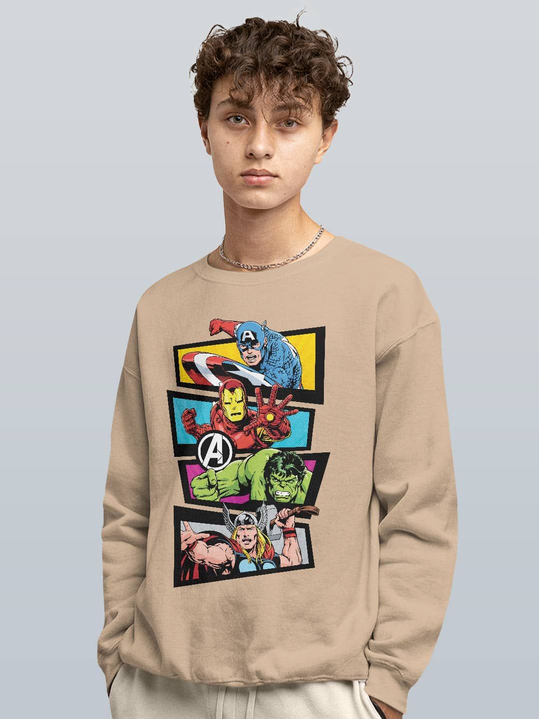 

macmerise Men Printed Sweatshirt, Beige