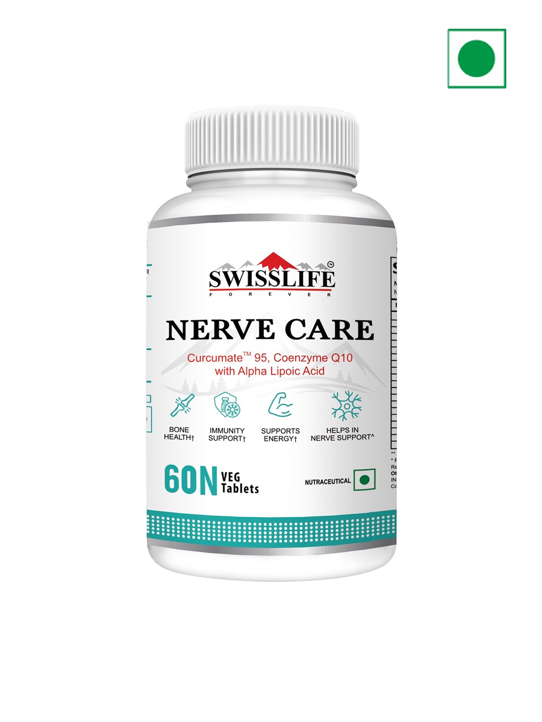 

Swisslife Forever Nerve Care with Curcumate 95 - 60 Tablets, White