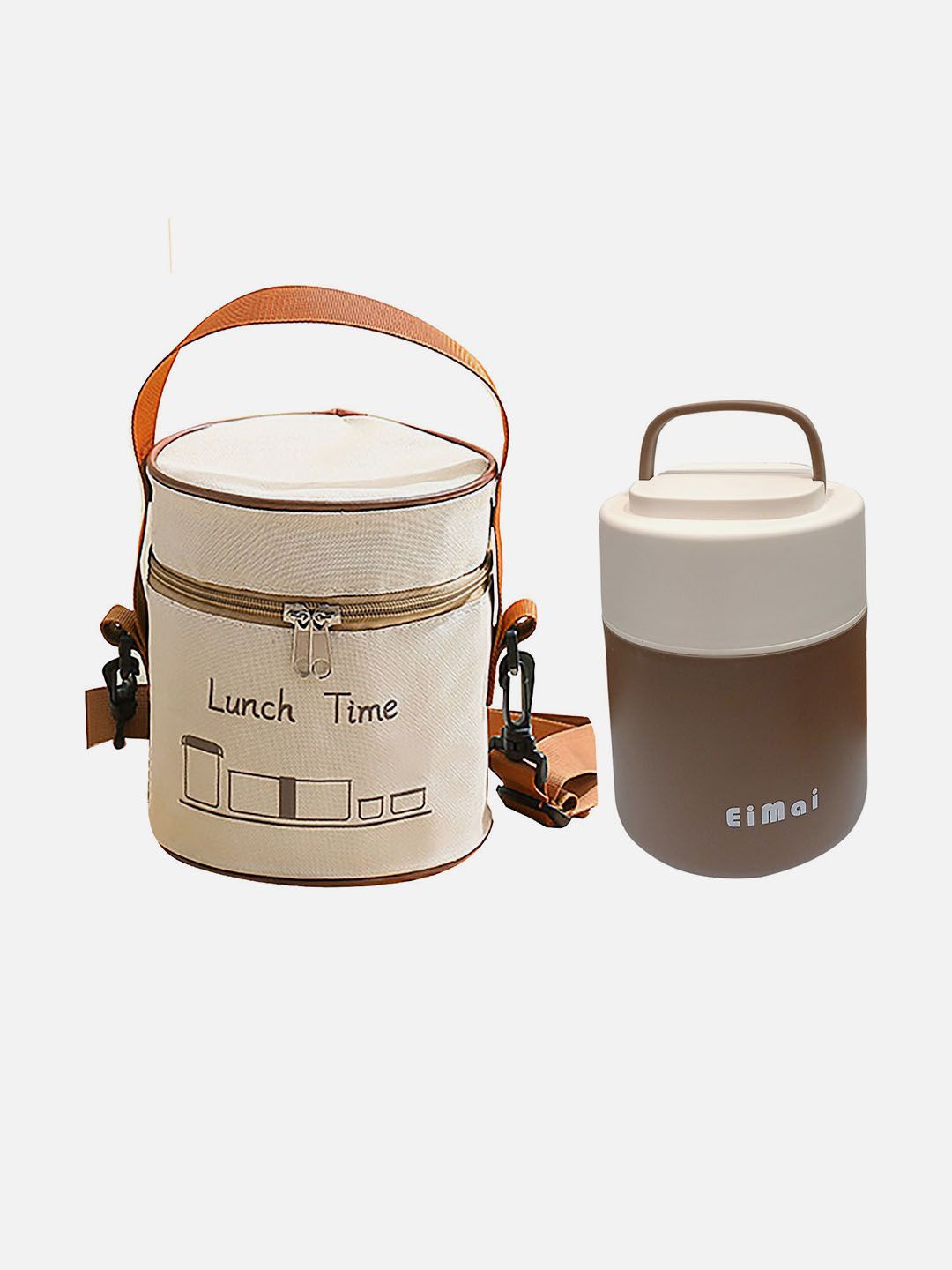 

Little Surprise Box LLP Brown & Cream 2 Pieces Stainless Steel Lunch Boxes